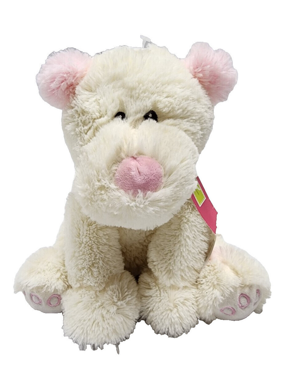 Rare JC Penney Okie Dokie Puppy Dog Plush Cream Off White Pink Lovey Pink Ears